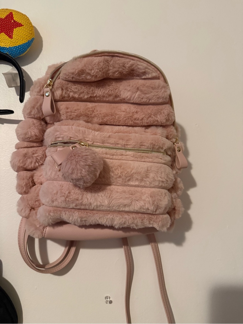 Plush Faux-Fur Pink Mini Backpack